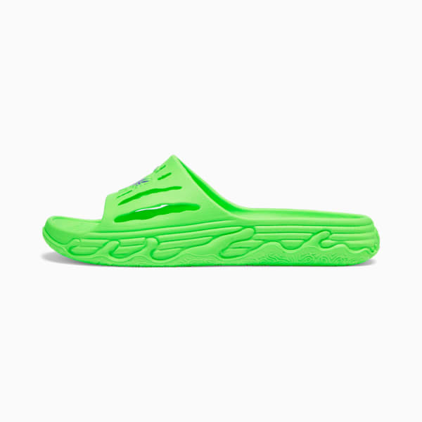 PUMA x LAMELO BALL LaFrancé MB.03 Basketball Slides, Green Gecko-Prism Violet, extralarge