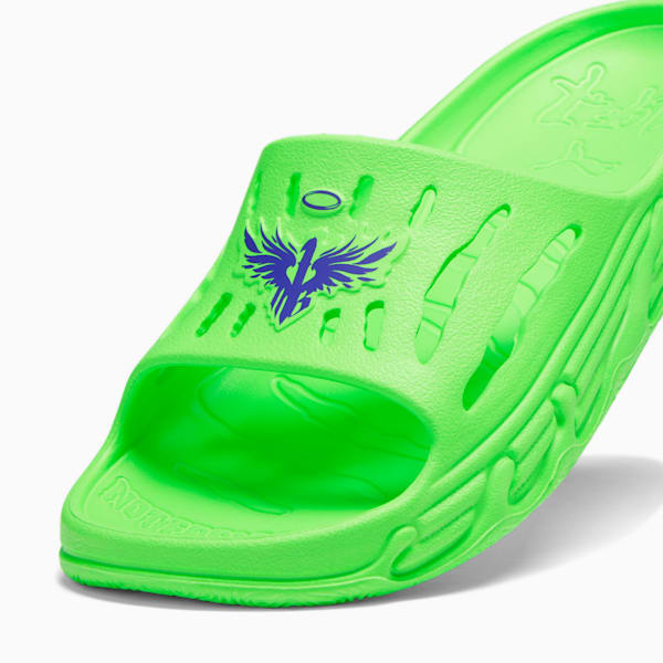 PUMA x LAMELO BALL LaFrancé MB.03 Basketball Slides, Green Gecko-Prism Violet, extralarge