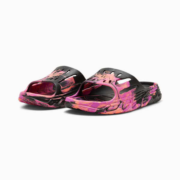 PUMA x LAMELO BALL LaFrancé MB.03 Basketball Slides, PUMA Black-Deep Orchid-Fluro Peach Pes, extralarge