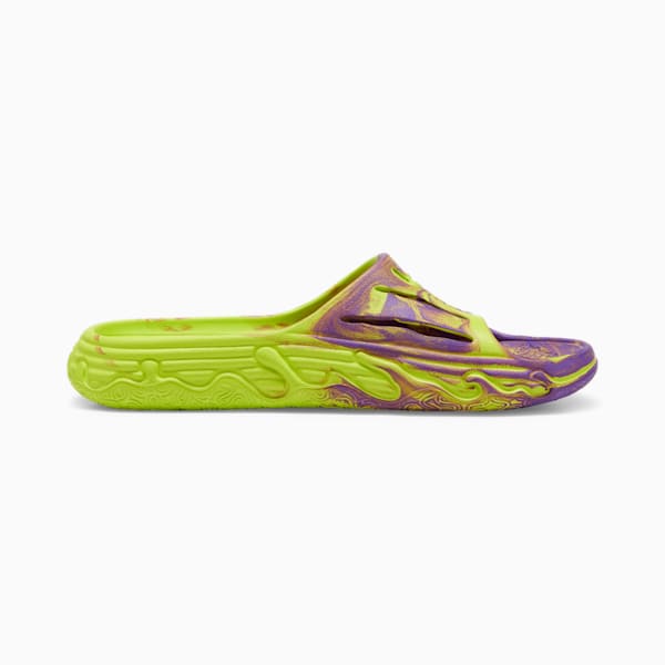 PUMA x LAMELO BALL MB.03 Basketball Slides, Safety Yellow-Purple Glimmer, extralarge