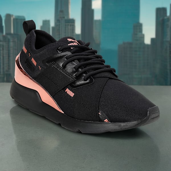 Muse X-2 Metallic V1 Women's Sneakers, PUMA Black-PUMA Black-Copper Rose, extralarge-IND