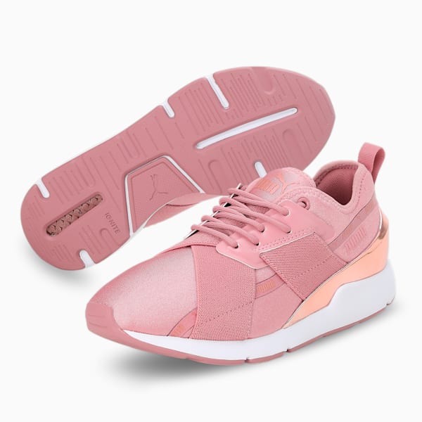 Muse X-2 Metallic V1 Women's Sneakers, Foxglove-PUMA White-Copper Rose, extralarge-IND