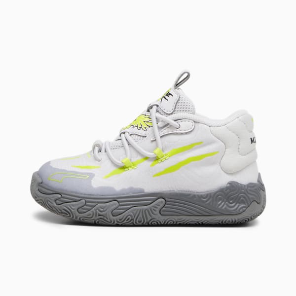 PUMA x LAMELO BALL MB.03 Chino Hills Toddlers' Basketball Shoes, Feather Gray-Lime Smash, extralarge