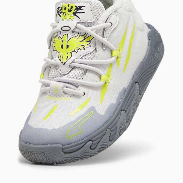 PUMA x LAMELO BALL MB.03 Chino Hills Toddlers' Basketball Shoes, Feather Gray-Lime Smash, extralarge