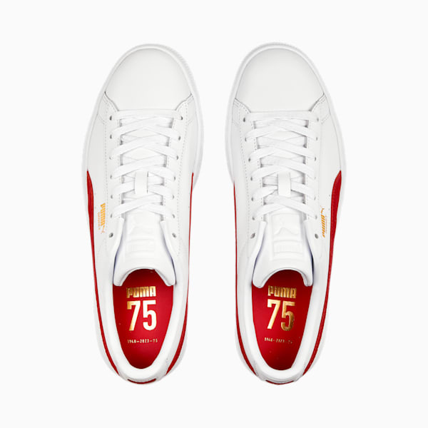 Basket Classic 75th Anniversary Edition Men's Sneakers, PUMA White-PUMA Red-PUMA Gold, extralarge-IND