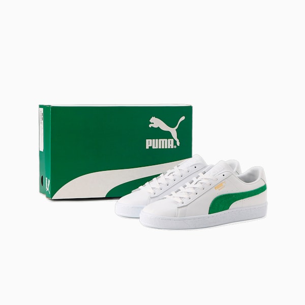ユニセックス 75周年記念モデル バスケット クラシック スニーカー, PUMA White-Archive Green-PUMA Gold, extralarge-JPN