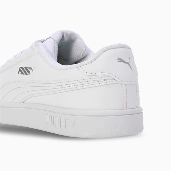 Smashic Soft Suede Sneakers, PUMA White-Matte Silver, extralarge-IND