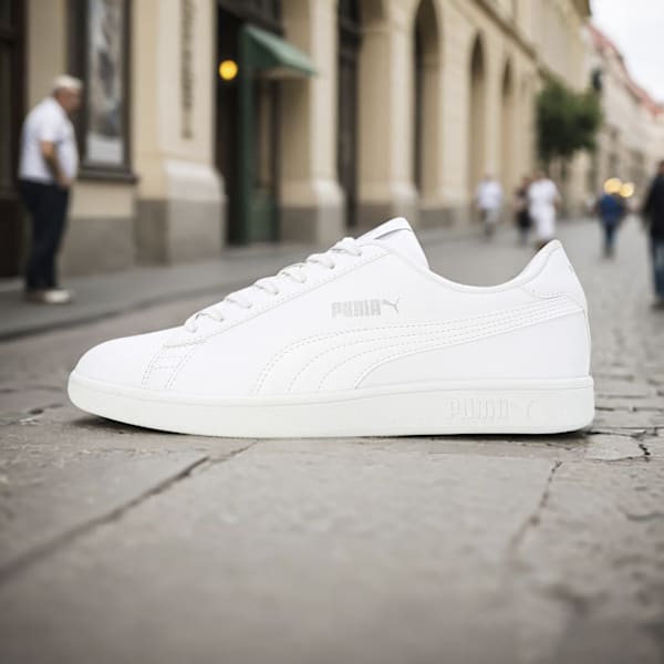 Smashic Soft Suede Sneakers, PUMA White-Matte Silver, extralarge-IND