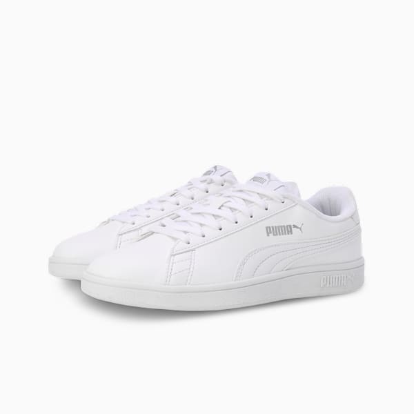 Smashic Soft Suede Sneakers, PUMA White-Matte Silver, extralarge-IND