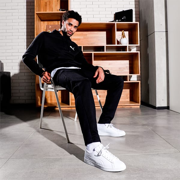 Smashic Soft Suede Sneakers, PUMA White-Matte Silver, extralarge-IND