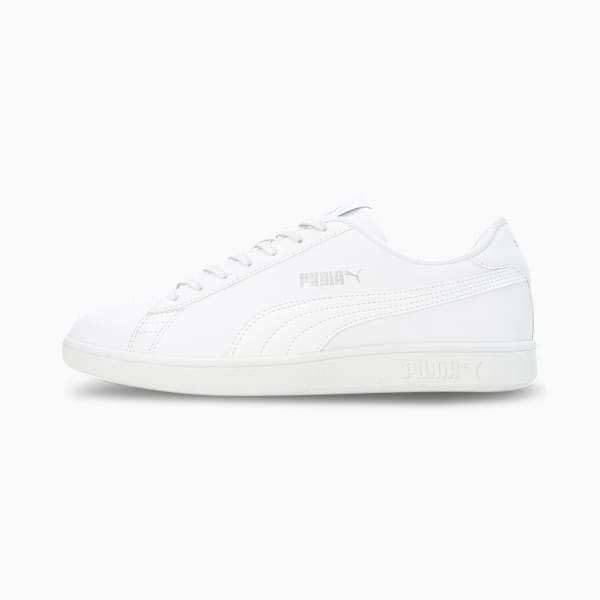 Smashic Soft Suede Sneakers, PUMA White-Matte Silver, extralarge-IND