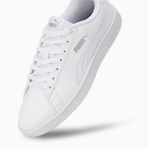 Smashic Soft Suede Sneakers, PUMA White-Matte Silver, extralarge-IND