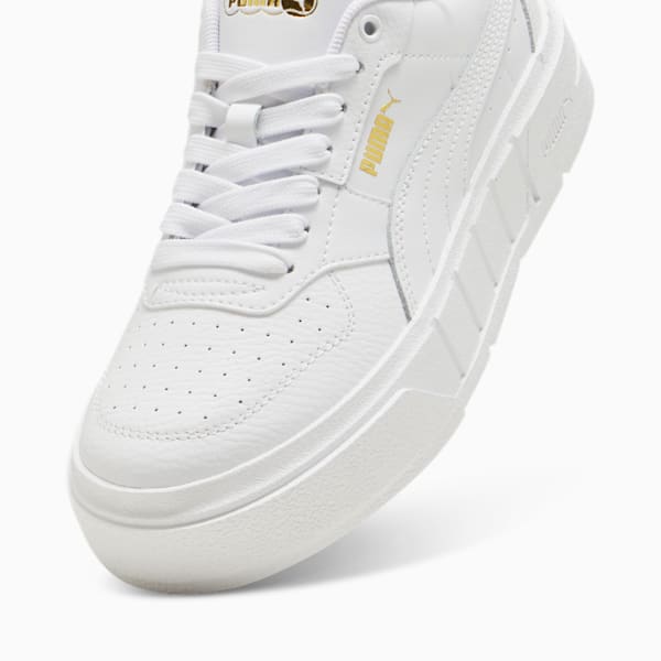 PUMA Cali Court Big Kids' Leather Sneakers, PUMA White-PUMA Gold, extralarge