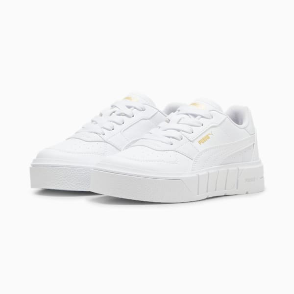 PUMA Cali Court Little Kids' Leather Sneakers, PUMA White-PUMA Gold, extralarge