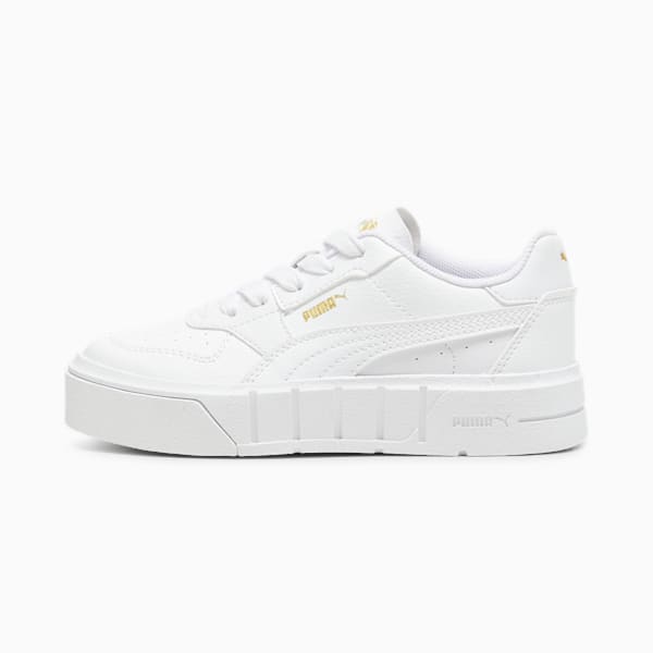 PUMA Cali Court Little Kids' Leather Sneakers, PUMA White-PUMA Gold, extralarge