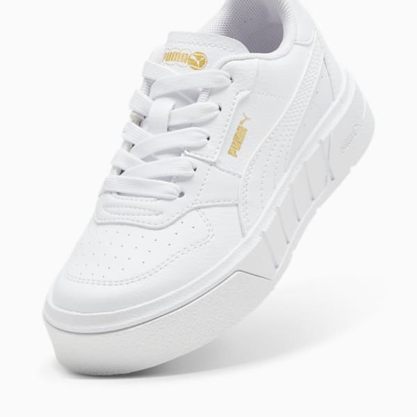 PUMA Cali Court Little Kids' Leather Sneakers, PUMA White-PUMA Gold, extralarge