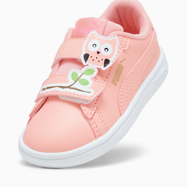 PUMA Smash 3.0 Owl Toddlers' Sneakers, Peach Smoothie-PUMA Black-PUMA Gold-PUMA White, extralarge