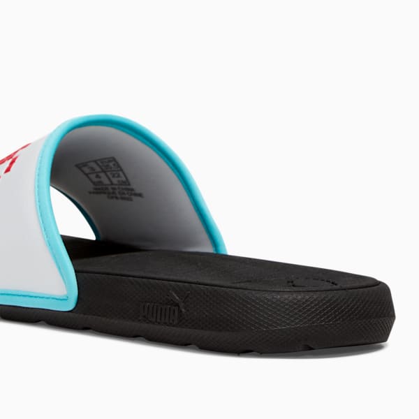 Sandales Cool Cat 2.0 Let's Play Enfant et Adolescent, PUMA White-PUMA Red-Team Aqua-PUMA Black, extralarge