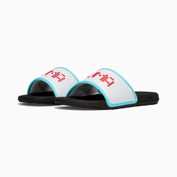Sandales Cool Cat 2.0 Let's Play Enfant et Adolescent, PUMA White-PUMA Red-Team Aqua-PUMA Black, extralarge