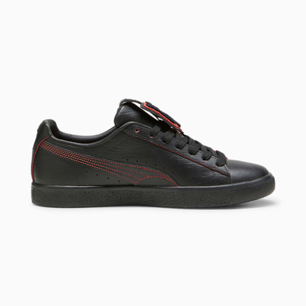 Tenis casuales PUMA x DAPPER DAN Clyde para hombre, PUMA Black-PUMA Black-Burnt Red, extralarge