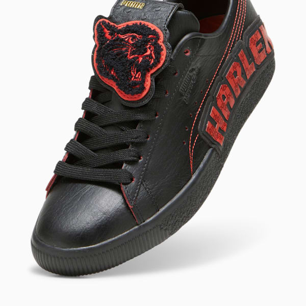 Tenis casuales PUMA x DAPPER DAN Clyde para hombre, PUMA Black-PUMA Black-Burnt Red, extralarge