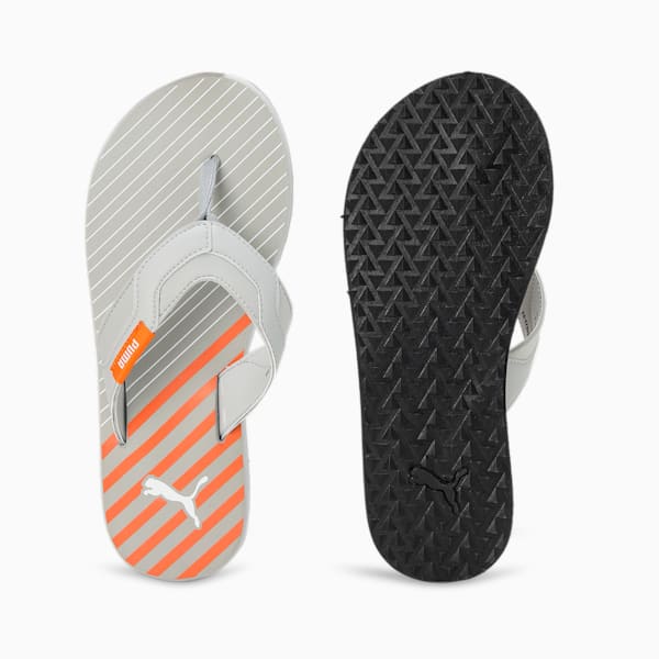 PUMA Plutoid Men's Flip-Flops, Ash Gray-PUMA White-Pumpkin Pie, extralarge-IND