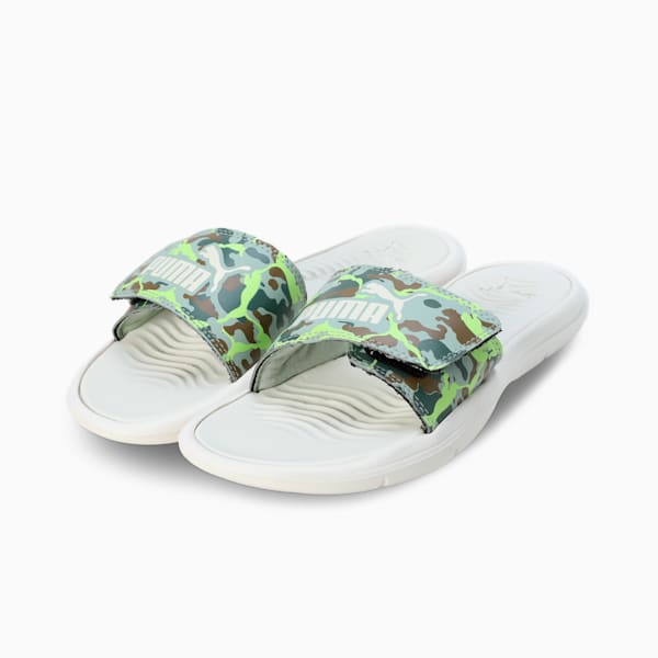 Ceres Women's Slides, Warm White-Green Fog-Chocolate Chip, extralarge-IND