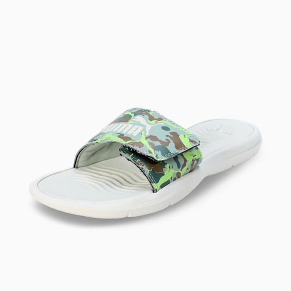 Ceres Women's Slides, Warm White-Green Fog-Chocolate Chip, extralarge-IND