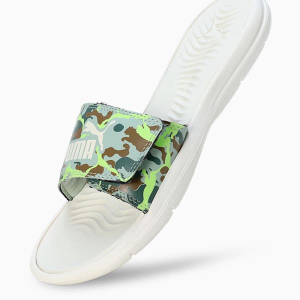 Ceres Women's Slides, Warm White-Green Fog-Chocolate Chip, extralarge-IND
