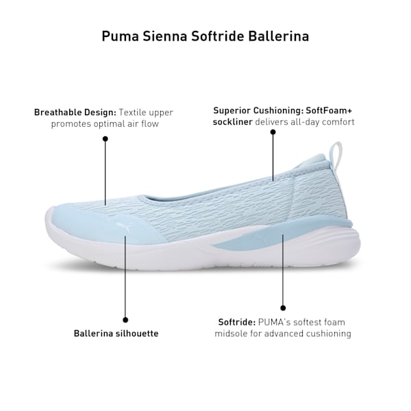 Sienna SOFTRIDE Women's Ballerina Shoes, Blissful Blue-Icy Blue-PUMA White, extralarge-IND