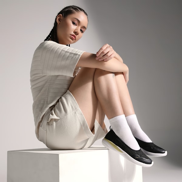 PUMA Sienna SOFTRIDE Women's Ballerina Shoes, PUMA Black-Metallic Gold-PUMA White, extralarge-IND