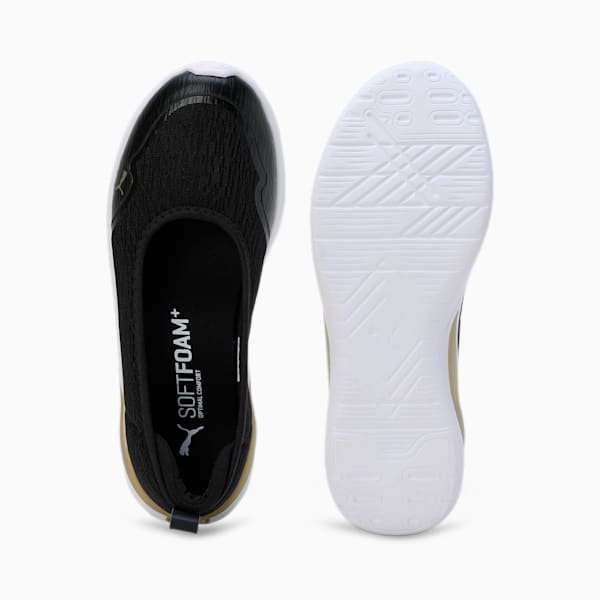 Sienna SOFTRIDE Women's Ballerina Shoes, PUMA Black-Metallic Gold-PUMA White, extralarge-IND