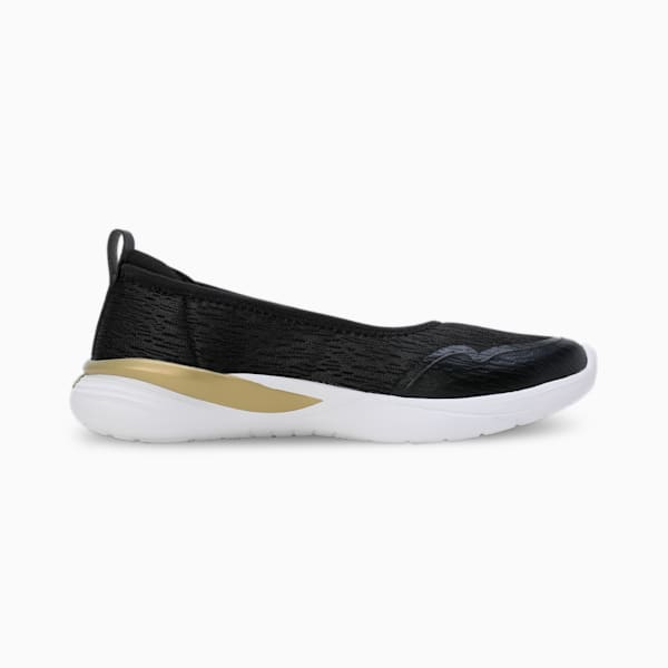 Sienna SOFTRIDE Women's Ballerina Shoes, PUMA Black-Metallic Gold-PUMA White, extralarge-IND
