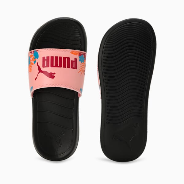 Popcat 20 Women's Floral Slides, PUMA Black-Peach Smoothie-Clyde Royal, extralarge-IND