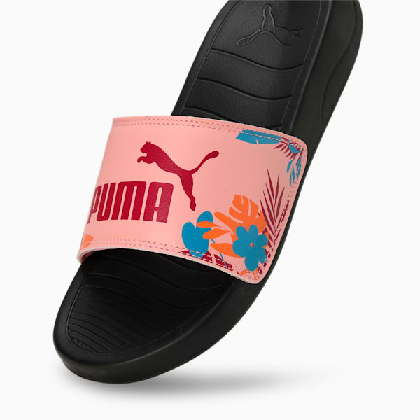 Popcat 20 Women's Floral Slides, PUMA Black-Peach Smoothie-Clyde Royal, extralarge-IND