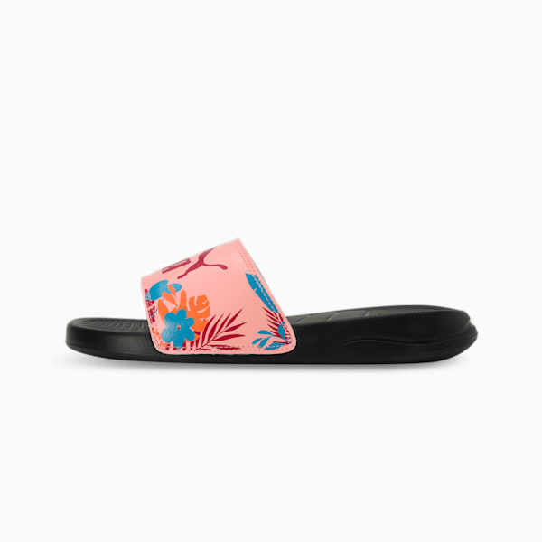 Popcat 20 Women's Floral Slides, PUMA Black-Peach Smoothie-Clyde Royal, extralarge-IND
