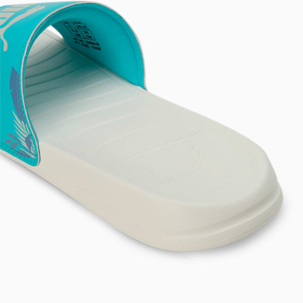 Popcat 20 Women's Floral Slides, Warm White-Team Aqua-PUMA White, extralarge-IND