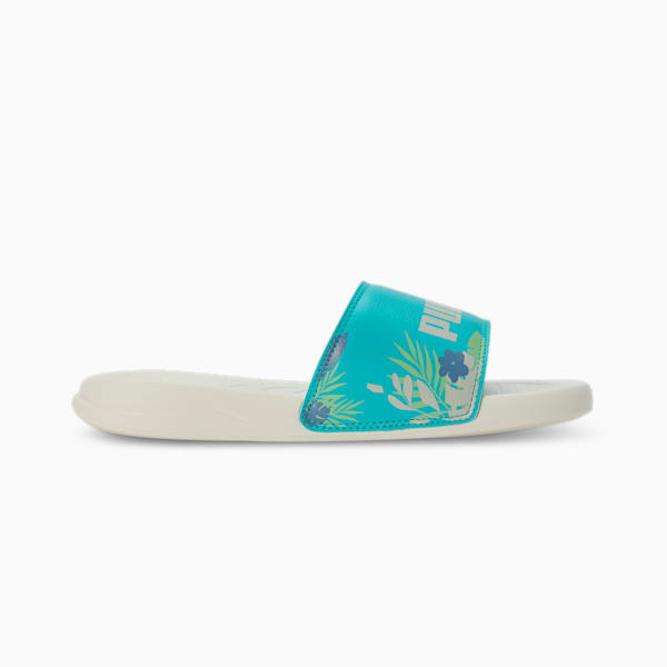 Popcat 20 Women's Floral Slides, Warm White-Team Aqua-PUMA White, extralarge-IND