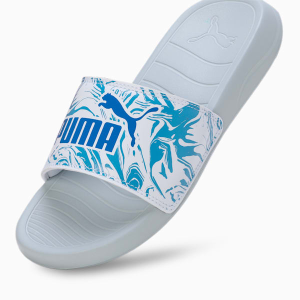 Popcat 20 Apexa Women's Slides, Platinum Gray-PUMA White-Racing Blue, extralarge-IND