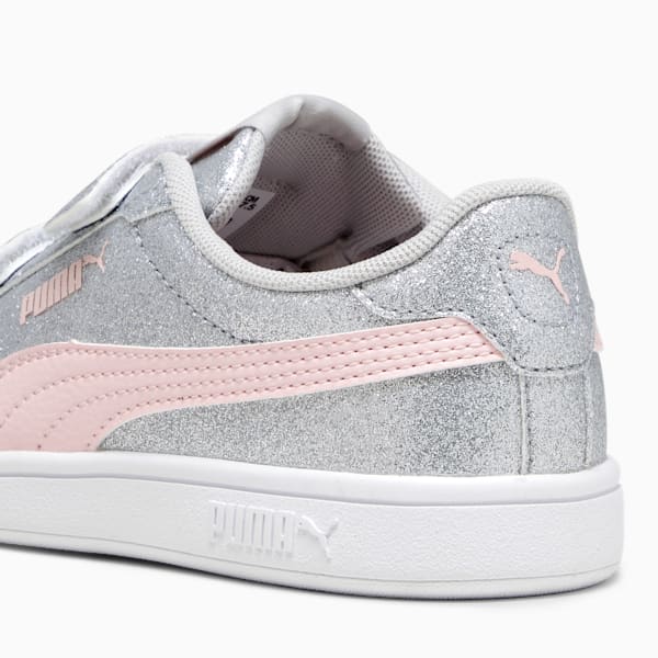 Tenis para niñas PUMASmash 3.0 Glitz Glam, Glacial Gray-Frosty Pink, extralarge