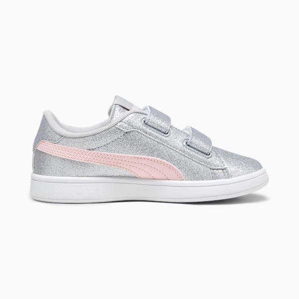 Tenis para niñas PUMASmash 3.0 Glitz Glam, Glacial Gray-Frosty Pink, extralarge