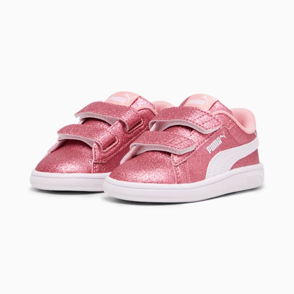 PUMA Smash 3.0 Glitz Glam Toddlers' Sneakers, Peach Smoothie-PUMA White, extralarge-GBR