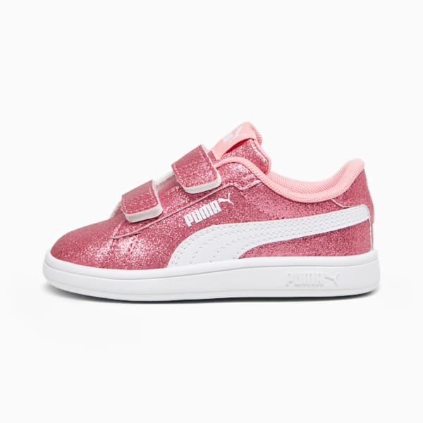 PUMA Smash 3.0 Glitz Glam Toddlers' Sneakers, Peach Smoothie-PUMA White, extralarge-GBR