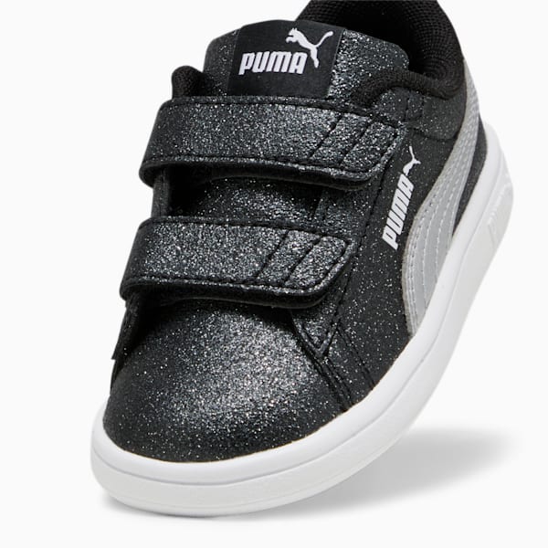 PUMA Smash 3.0 Glitz Glam Toddlers' Sneakers, PUMA Black-PUMA Silver-PUMA White, extralarge