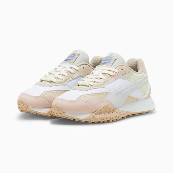 Blacktop Rider BTS Big Kids' Sneakers, PUMA White-Dewdrop-Rose Quartz, extralarge