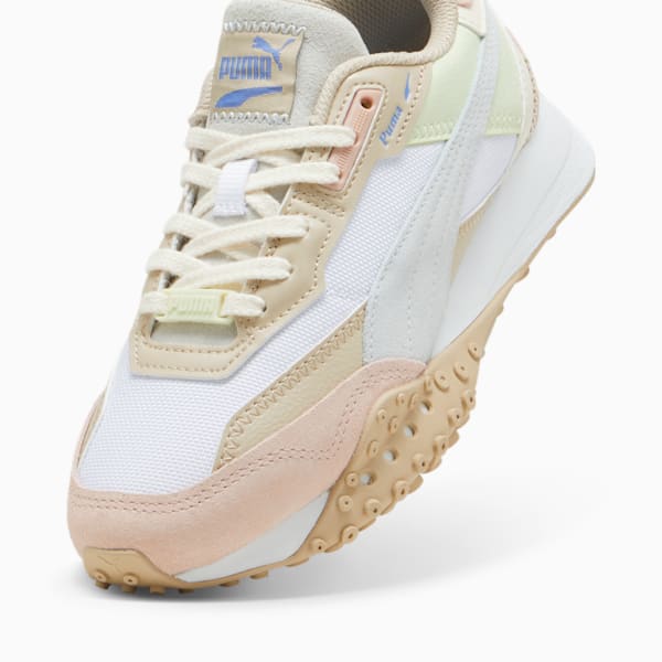 Tenis Blktop Rider BTS para adolescentes, PUMA White-Dewdrop-Rose Quartz, extralarge