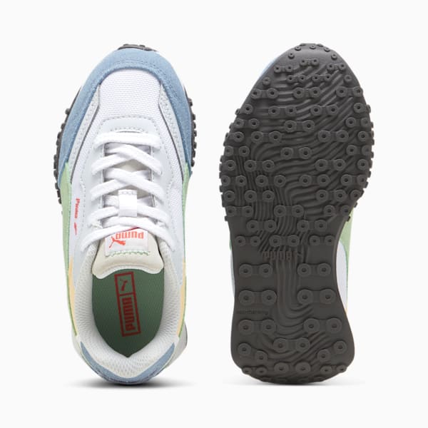 Tenis deportivos para niños Blktop Rider BTS, PUMA White-Pure Green-Zen Blue, extralarge