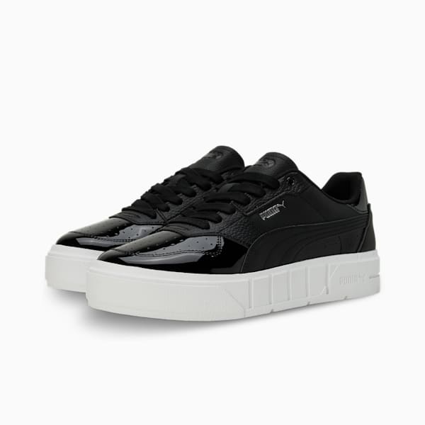 PUMA Cali Court Patent Women's Sneakers, PUMA Black-PUMA White, extralarge-IND