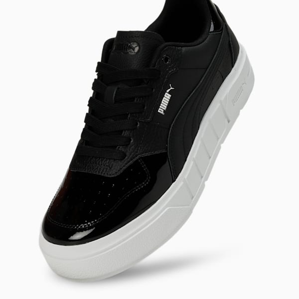 PUMA Cali Court Patent Women's Sneakers, PUMA Black-PUMA White, extralarge-IND