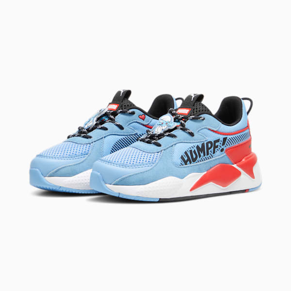 PUMA x THE SMURFS RS-X Little Kids' Sneakers, Team Light Blue-PUMA Red, extralarge